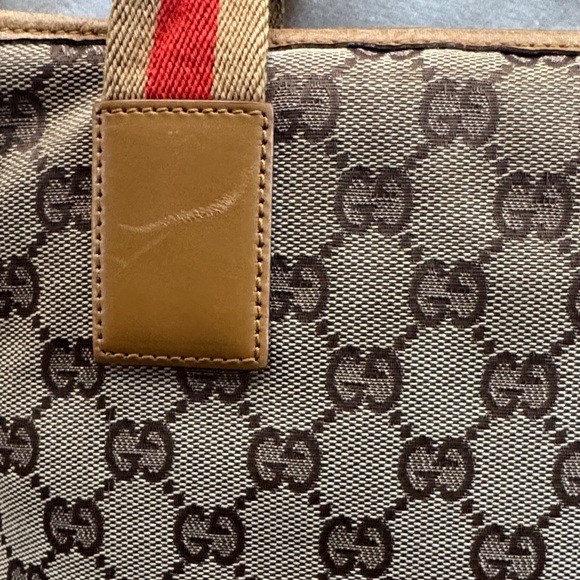 Authentic GUCCI GG Canvas Sherry Line Tote Bag Beige - Picture 7 of 16